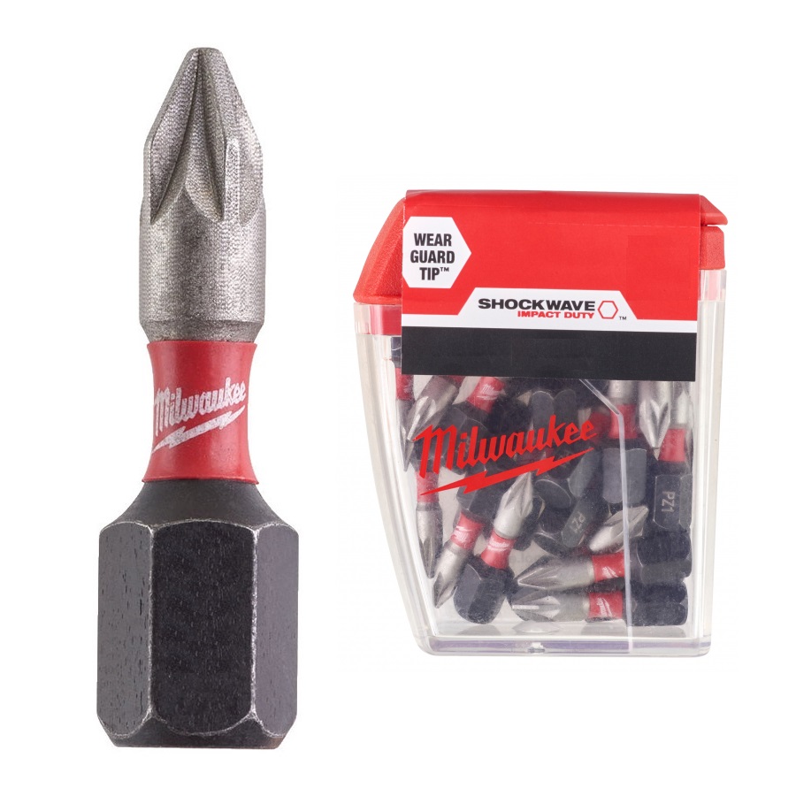 MILWAUKEE Shockwave bit křížový PZ2x25mm 1/4 Impact Duty - 25ks