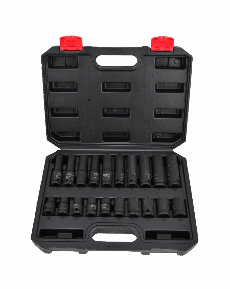 AWTOOLS Gola ořechy šestihranné kované, krátké a prodloužené 1/2" sada 20 kusů 10-19mm