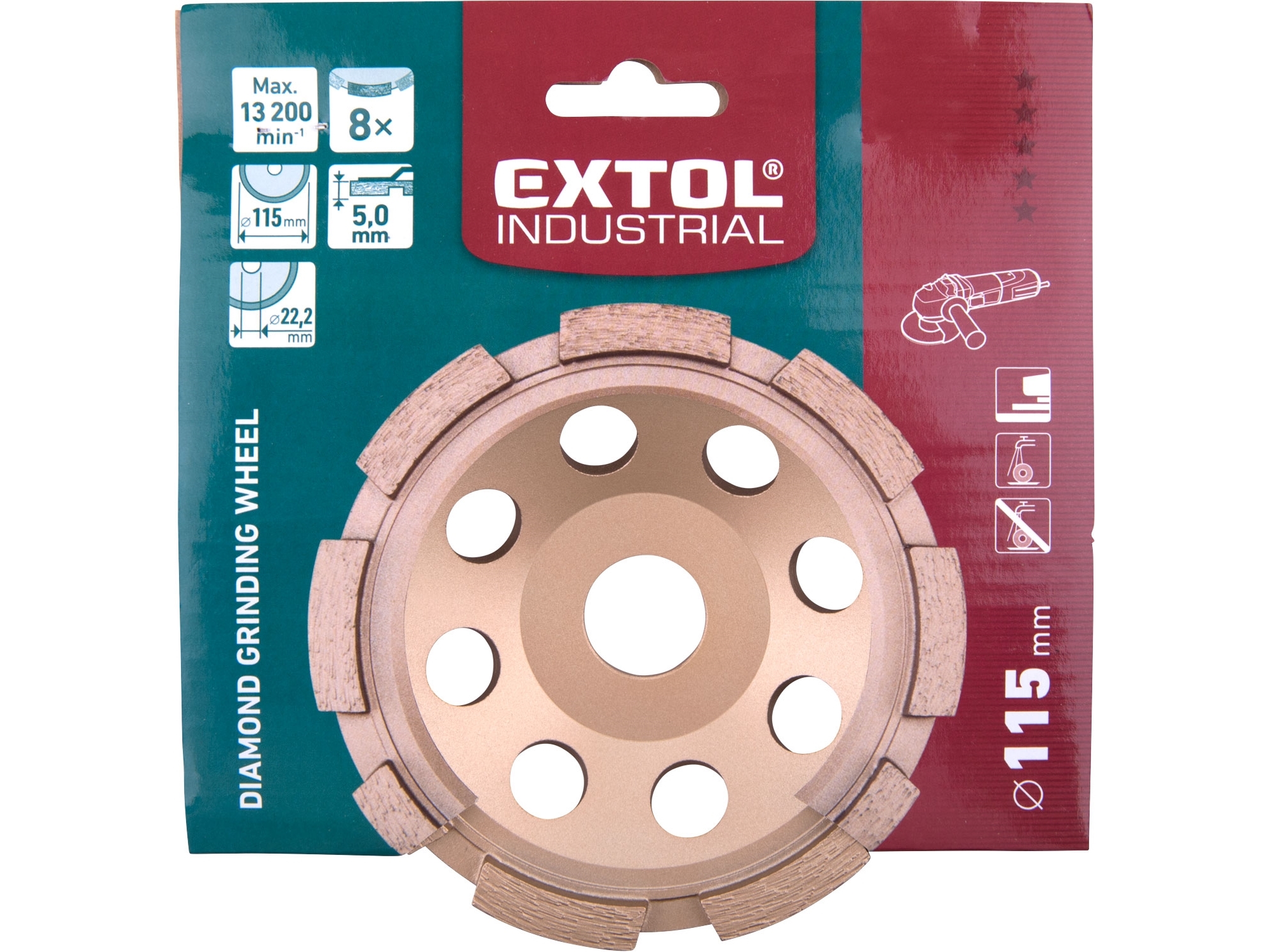 EXTOL INDUSTRIAL kotouč diamantový brusný jednořadý, O 115x22,2mm - Obrázek 3
