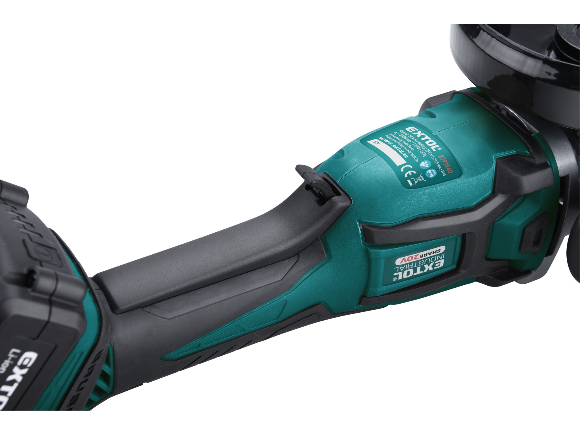 EXTOL INDUSTRIAL bruska úhlová aku SHARE20V, 125mm, 20V Li-ion, 2000mAh - Obrázek 3