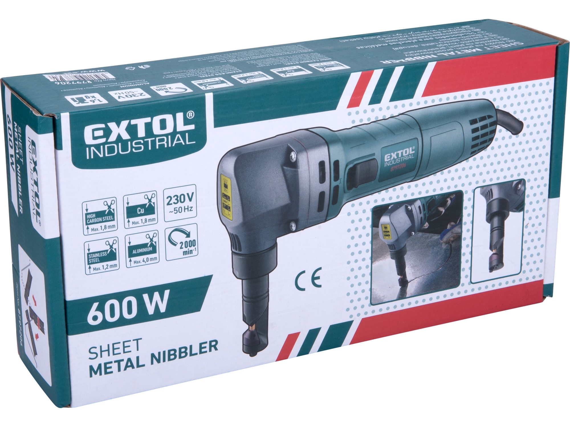 EXTOL INDUSTRIAL Nůžky na plech elektrické prostřihovačky 600W, 8797206 - Obrázek 4