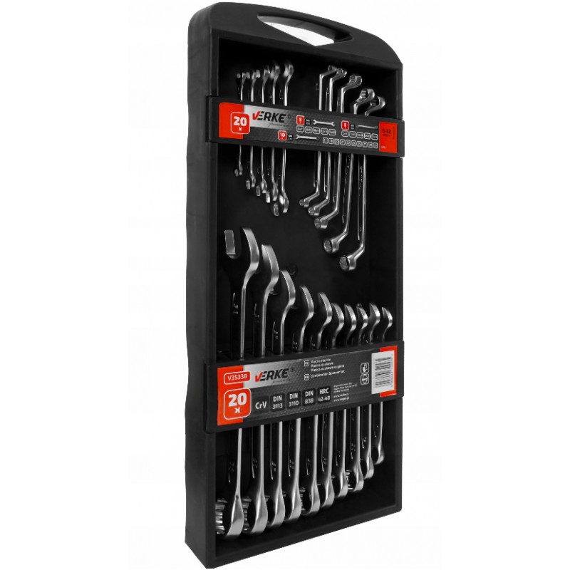 VERKE PREMIUM Klíče očkoploché, stranové, očkové, sada 20 kusů 6-32mm v kazetě V35338 - Obrázek 3