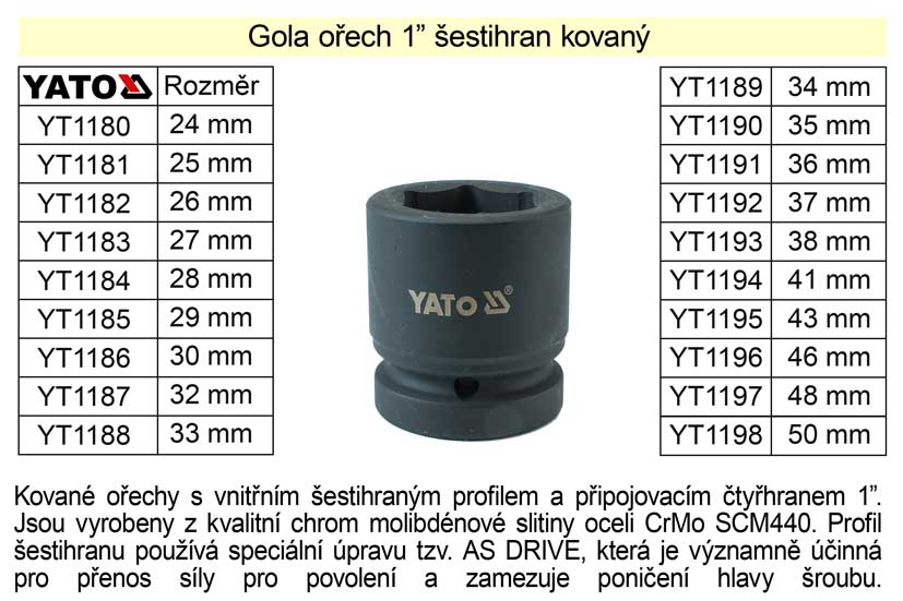 Gola ořech šestihran 1" kovaný 50mm