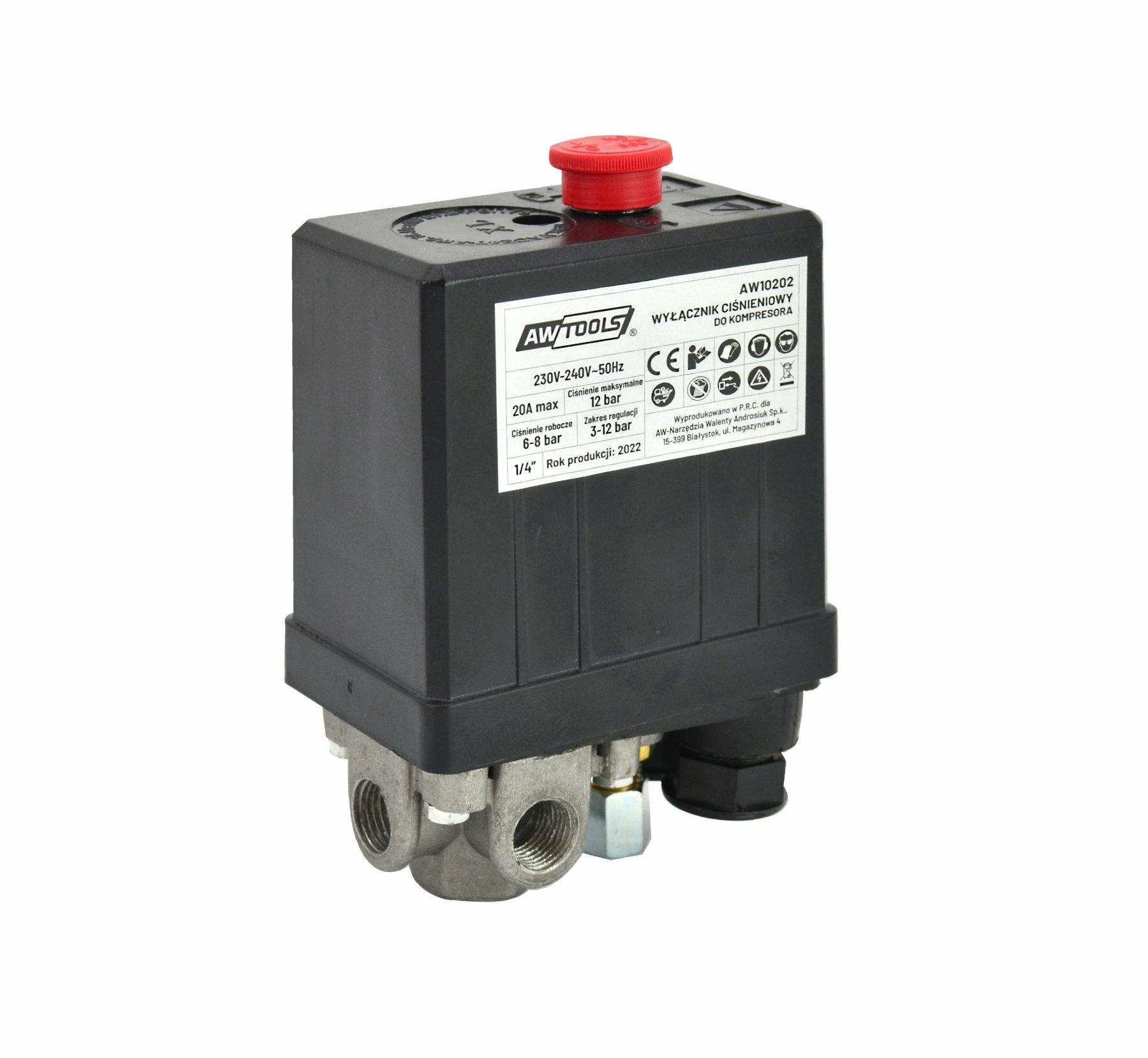 AWTOOLS Tlakový spínač na kompresor 230V, 3 výstupy