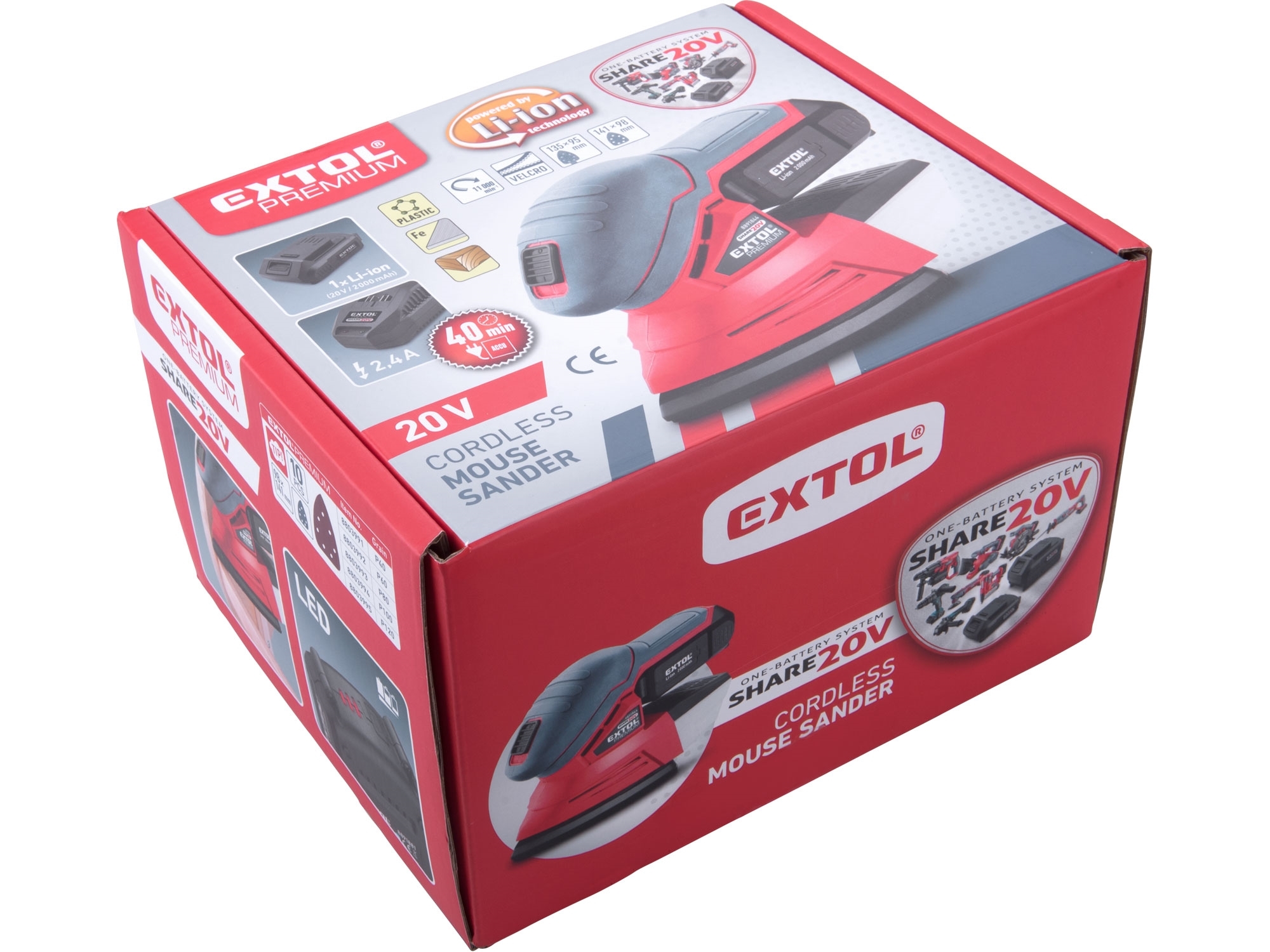 EXTOL PREMIUM bruska vibrační delta aku SHARE20V, 20V Li-ion, 2000mAh 8891844 - Obrázek 6