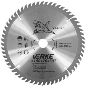 VERKE Pilový kotouč s SK plátky 180x20mm 60 zubů + redukce 12,7/16mm