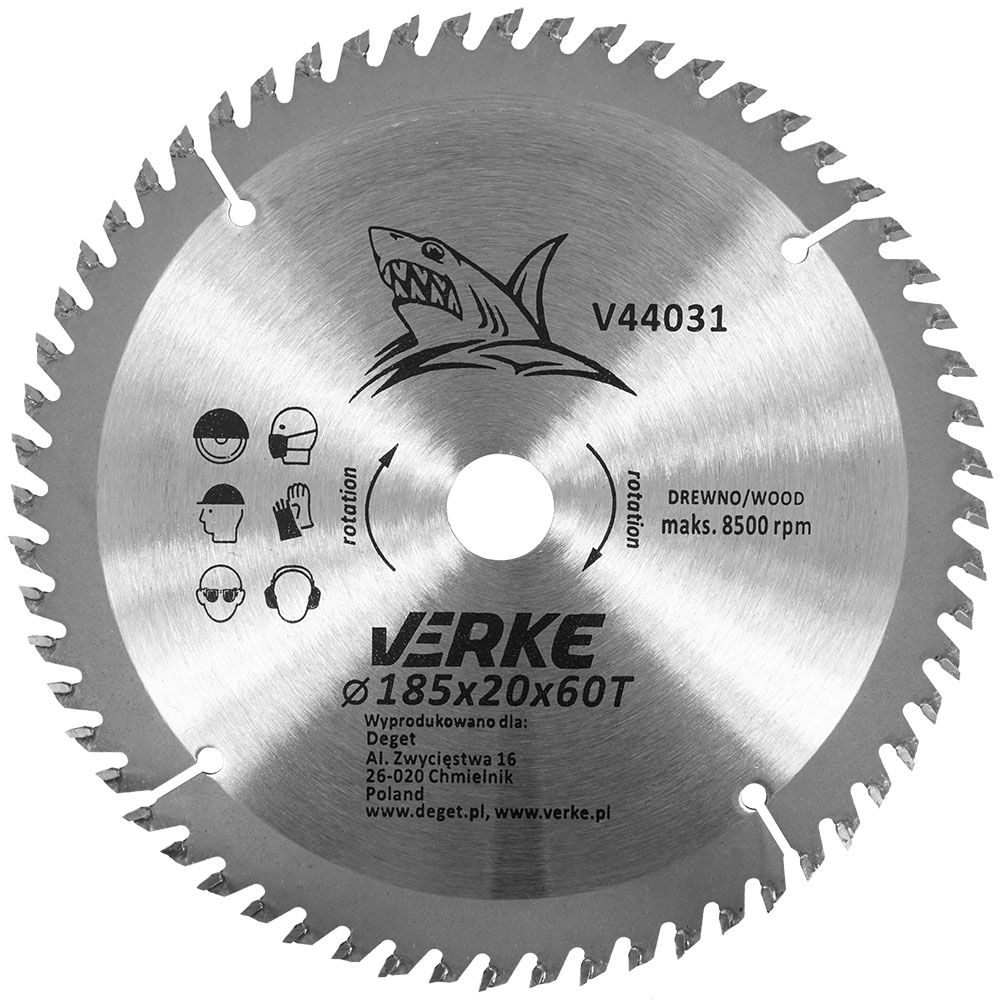 VERKE Pilový kotouč s SK plátky 185x20mm 60 zubů + redukce 12,7/16mm