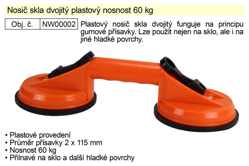 Nosič skla dvojitý plastový, přísavka