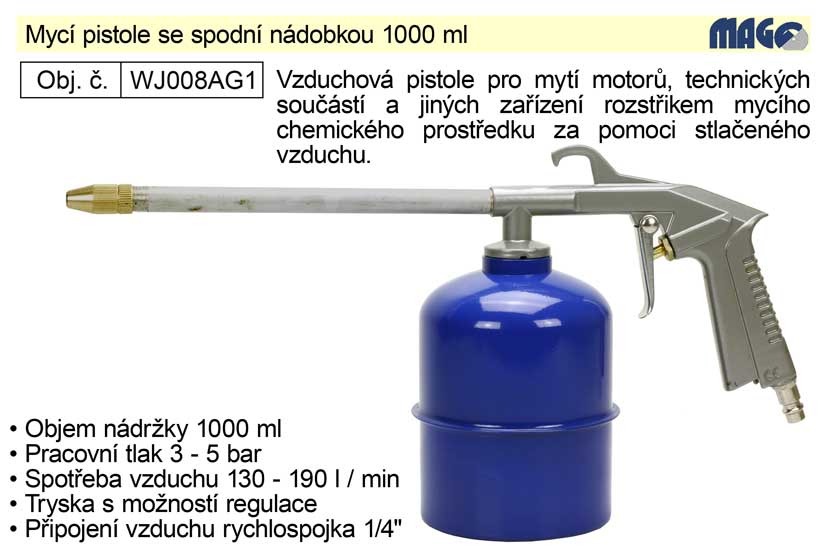 Mycí vzduchová pistole s nádobkou 900ml Magg