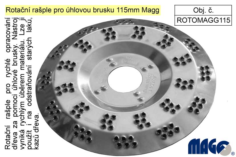 Rotační rašple pro úhlovou brusku 115mm Magg