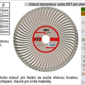 Kotouč diamantový turbo pro úhlové brusky DKT115