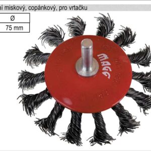 Kartáč rotační miskový  75mm copánkový pro vrtačku (TR253130)