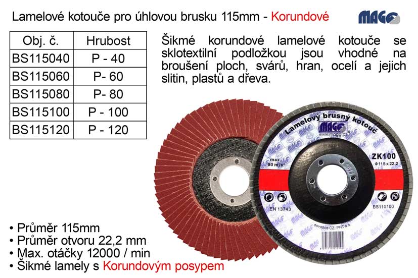 Kotouč lamelový Magg korundový 115mm P60