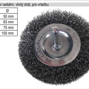 Kartáč rotační radiální 100mm vlnitý drát pro vrtačku