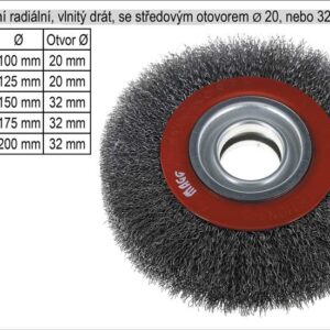 Kartáč rotační radiální 150mm vlnitý drát s otvorem 32mm