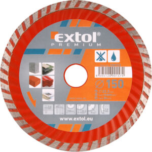 kotouč diamantový řezný turbo, 150x22,2mm, suché i mokré řezání, EXTOL PREMIUM