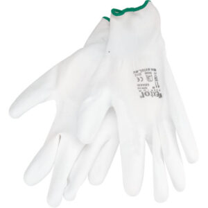 rukavice z polyesteru polomáčené v PU, bílé, 9", velikost 9", EXTOL PREMIUM