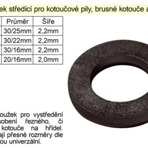 Kroužek středící průměr 30/16mm šíře 2,2mm