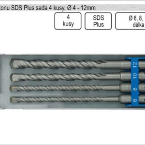 Vrtáky do betonu sada 4 kusy 6-12mm se stopkou Sds Plus