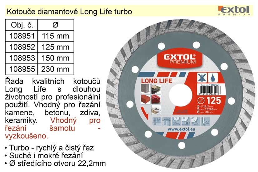 Kotouč diamantový Long Life turbo 115mm
