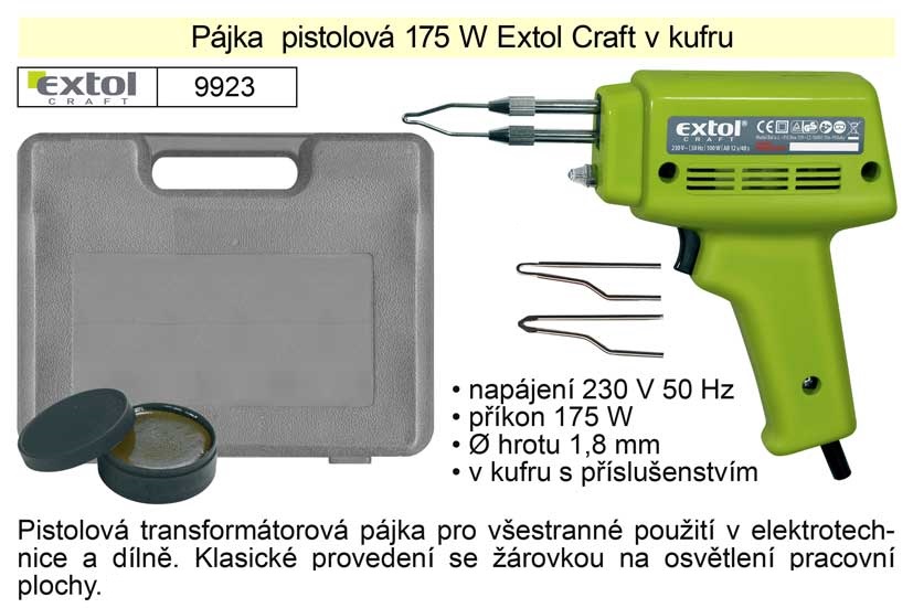 Pájka pistolová 175 W Extol Craft v kufru