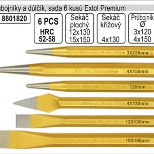 Sekáče průbojníky a důlčíky sada 6 kusů Extol Premium