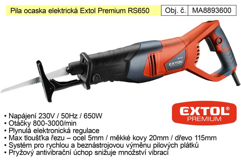Mečová pila ocaska elektrická Extol Premium RS650, 650W