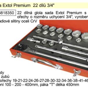 Gola sada Extol Premium  22 dílů 3/4"
