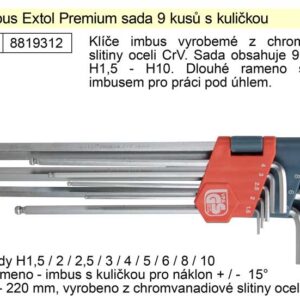 Klíče imbus zahnuté  1,5 - 10 mm dlouhé s kuličkou