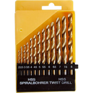 vrtáky do kovu, sada 13ks, Ř2-8mm, po 0,5mm, HSS TiN, EXTOL CRAFT