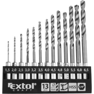 vrtáky do kovu se šestihrannou stopkou, sada 13ks, Ř1,5-6,5mm, (1,5-2-2,5-3-3,2-3,5-4-4,5