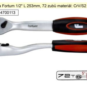 ráčna Mechanic, 1/2", L 253mm, 72 zubů, CrV/S2, FORTUM