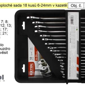 Klíče očkoploché sada 18 kusů 6-24mm v kazetě