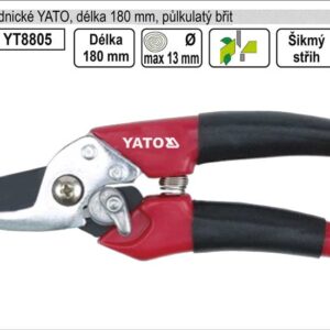 Nůžky zahradnické YATO 175mm půlkulatý břit