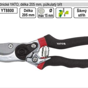 Nůžky zahradnické YATO 205mm půlkulatý břit