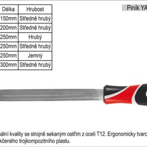Pilník  YATO půlkulatý délka 250mm jemný