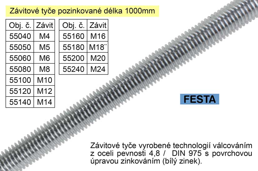 Závitová tyč pozinkovaná M24x1000mm