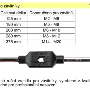 Vratidlo pro závitníky M5-M20  délka 375m