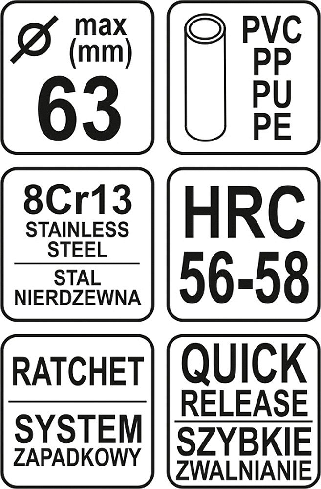 Řezač trubek 63 mm PVC - Obrázek 3