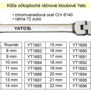 YATO Ráčnový klíč očkoplochý s kloubem 13mm