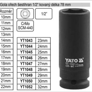 Gola ořech šestihran 1/2" kovaný prodloužený 28mm