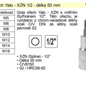 Gola ořech XZN M14 1/2" YT-7737