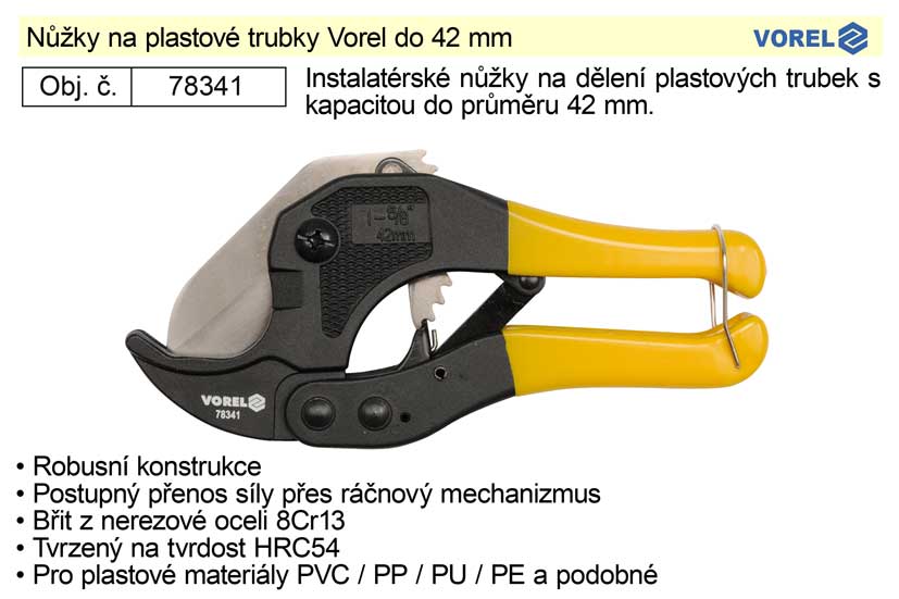 Nůžky na plastové trubky Vorel do 42 mm