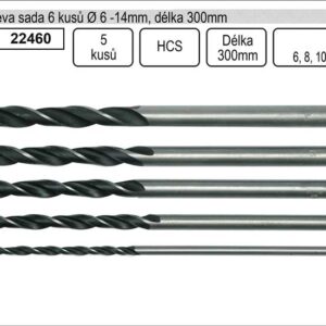 Vrtáky do dřeva sada 6 kusů 6-14mm délka 300mm