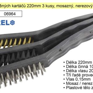 Sada drátěných kartáčů 220mm mosazný, nerezový, ocelový