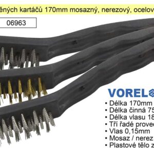 Sada drátěných kartáčů 170mm mosazný, nerezový, ocelový