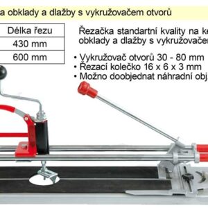 Řezačka na obklady a dlažby 430 mm s vykružovačem otvorů