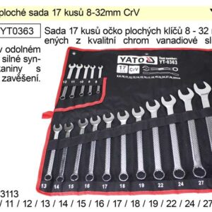 Klíče očkoploché sada 17 kusů 8-32mm CrV Yato