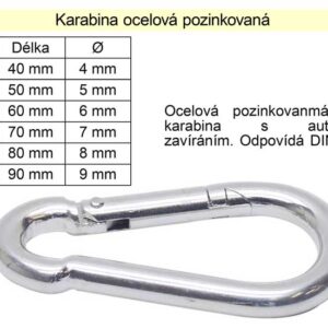 Karabina pozinkovaná 80x8mm