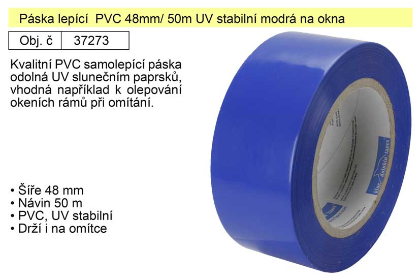 Páska lepící PVC 48mm/ 50m UV stabilní modrá na okna